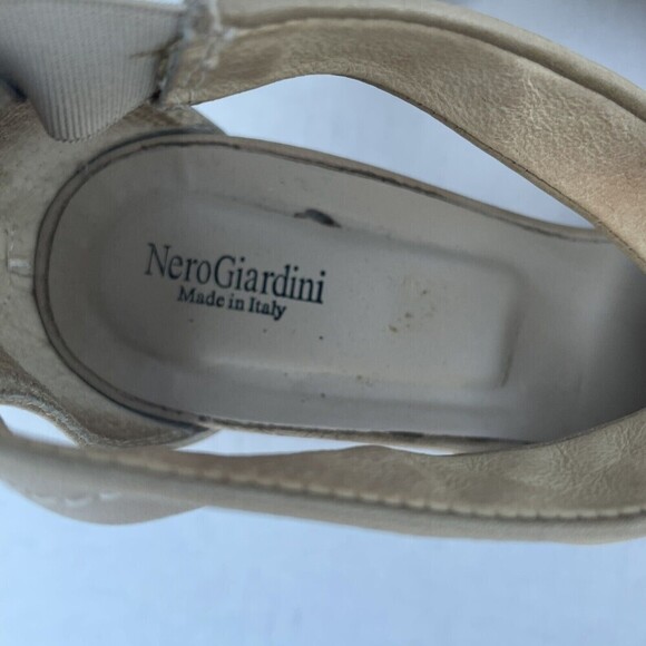 Eleganr Nero Giardini Low Heels Strappy Beige Women’s Shoes Size 38 - Picture 3 of 7